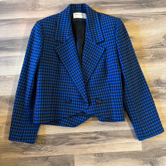 Dior by Christian Dior Houndstooth Blue Blazer