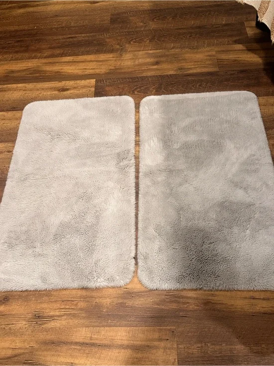 Soft Plush Bath Rugs - Light Gray (Set of 2)