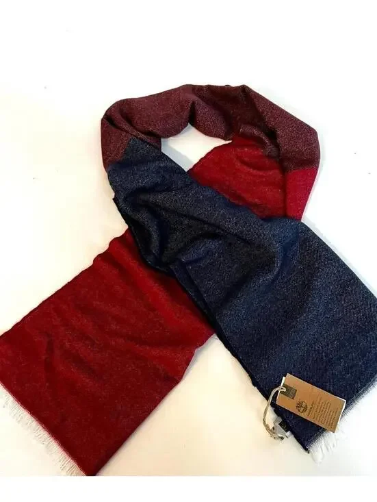 Timberland $58 Men's Medium Weight Red Navy Acrylic Scarf