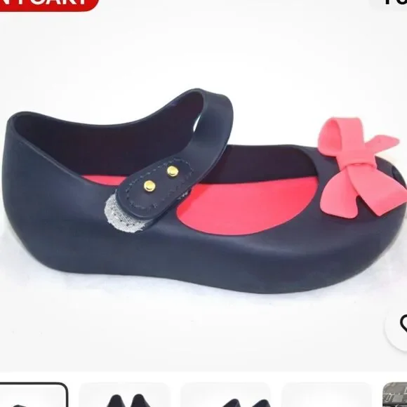 Mini Melissa Ultragirl Navy blue and pink Mary Jane’s size 8 EUC