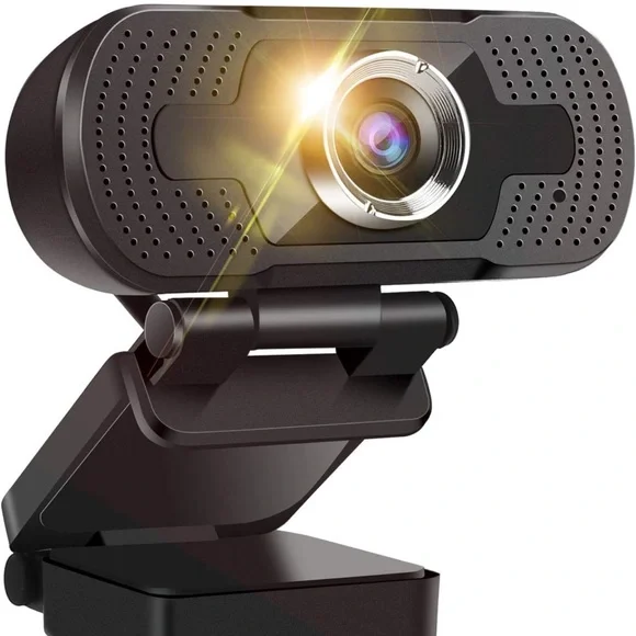 1080P Webcam with Microphone, HD Streaming USB Computer Webcam Adjustable Base