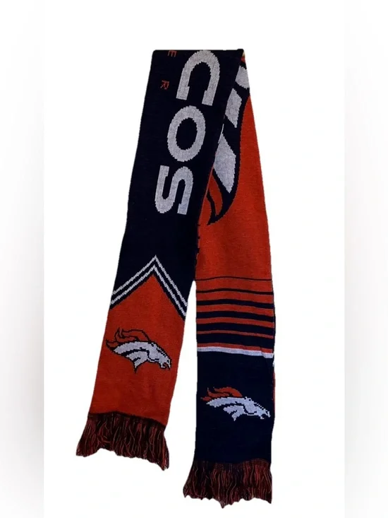Denver Broncos Scarf Forever Brand NFL Football Orange Blue Unisex Adult