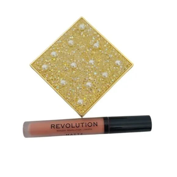 Revolution Pro Gold Eyeshadow Palette & Matte Liquid Lipstick Set.
