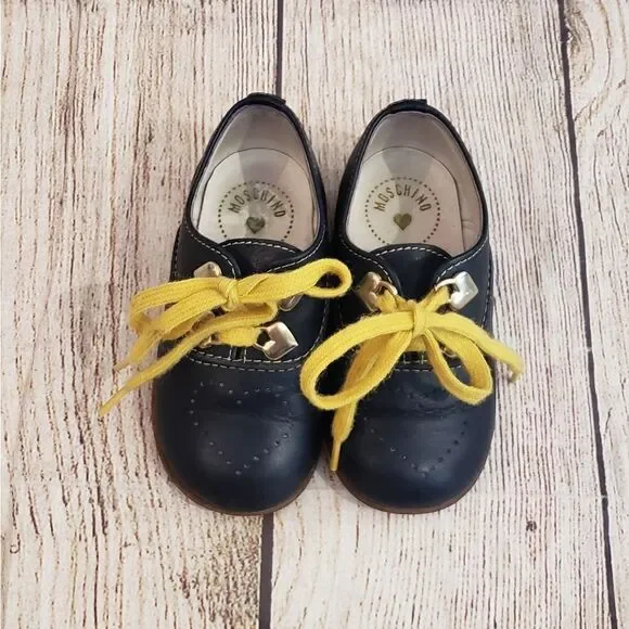 Moschino Kids Navy Leather Shoes