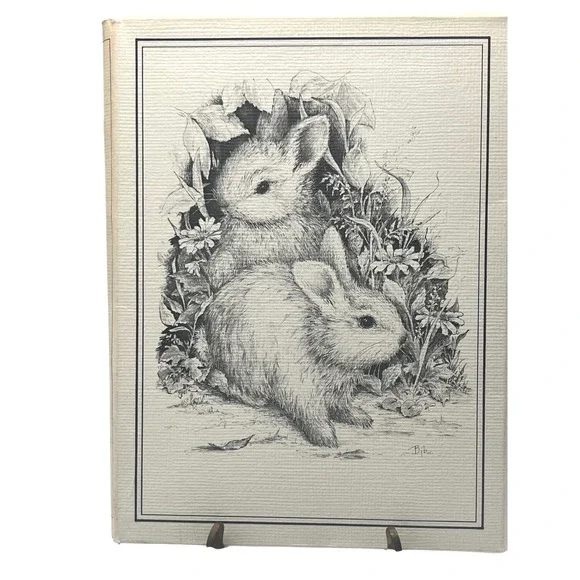 Vtg‎ stationery set pencil drawings Bunnies Nature by artist Jolene Brown 1976