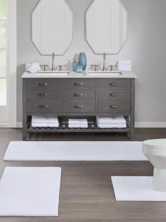 MADISON PARK SIGNATURE Marshmallow Bathroom Rug Non Slip NWT