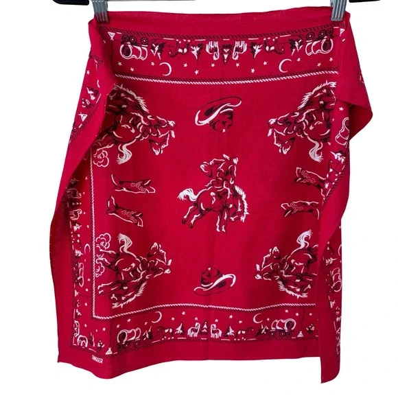 Swagger Vintage 50s Red Western Bronco Chuck Wagon Cotton Bandana Neckerchief OS