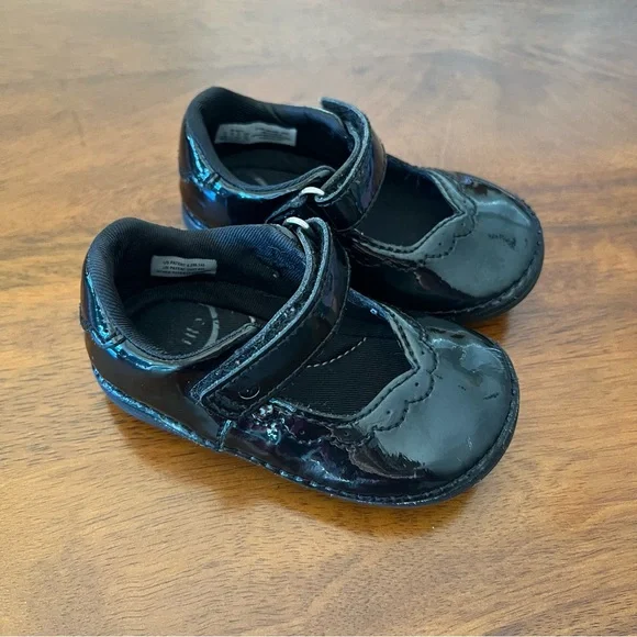 Stride Rite Black Mary Jane Baby Girl Shoes, Size 4.5