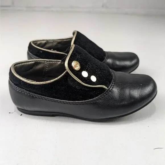 Papaya. Boys 24 EU 8 US Black Leather Loafer Shoes