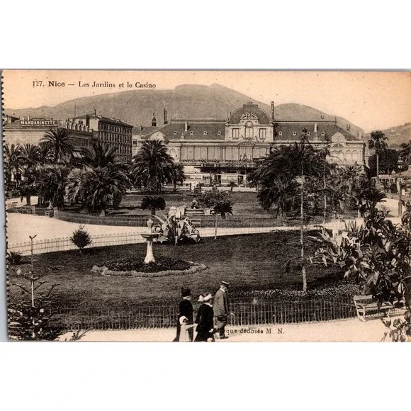 Vintage Nice Les Jardins et le Casino French Postcard‎ by A. Thiriat