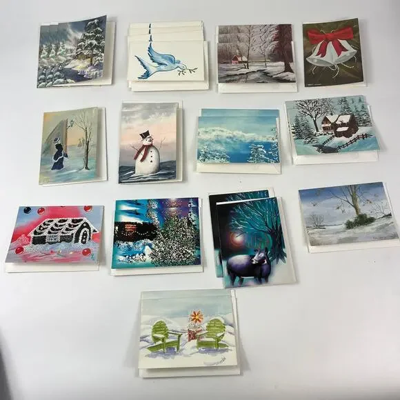 26 Blank Vintage Holiday Greeting Cards Assorted Designs 5.5