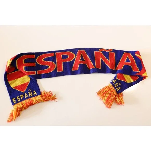 Spain National Team Soccer Fringe Scarf Spanish Fútbol Polar Fleece Wrap