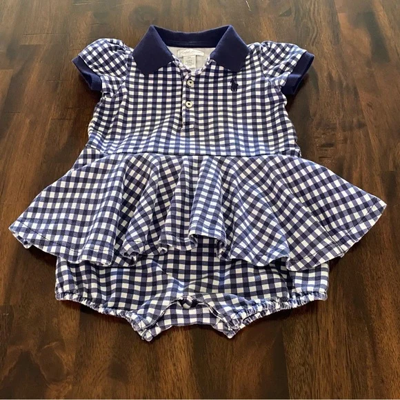 Ralph Lauren Checker Baby Girl One Piece