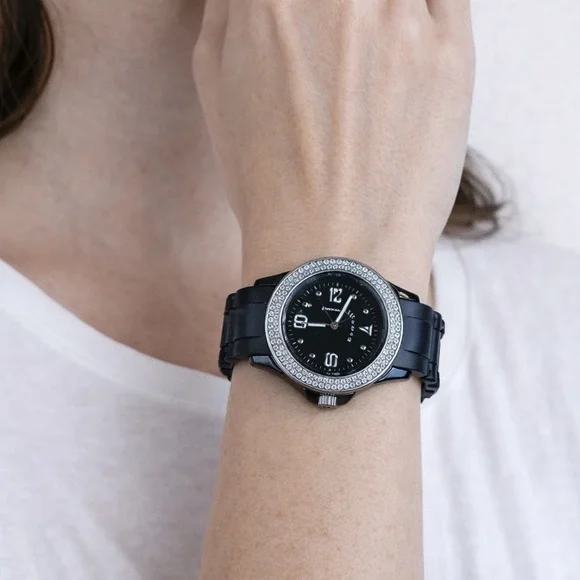 Luxury Black Watch with Silver Accents