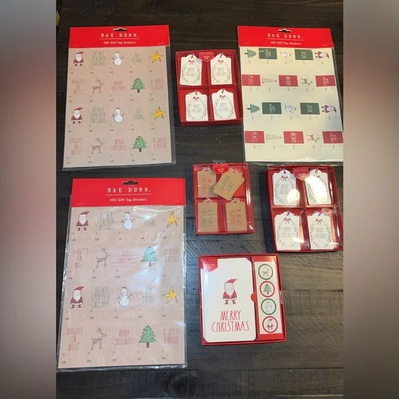NWT 7COUNT Rae Dunn BUNDLE Christmas Holiday Gift Tags/Greeting Cards LOT