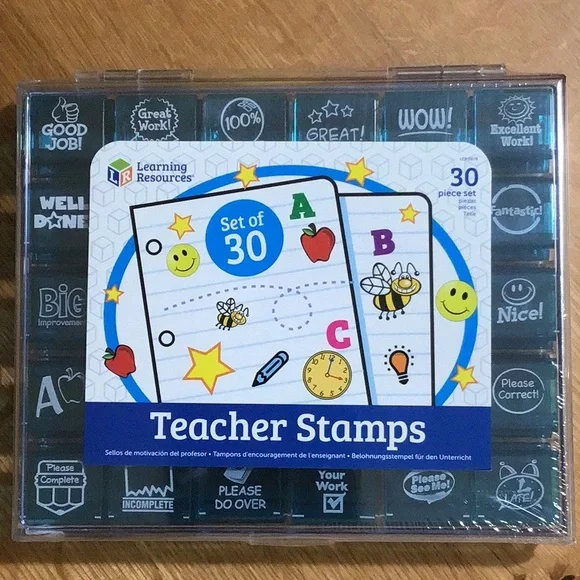 NWT set of 30 Teacher Stamps with Case