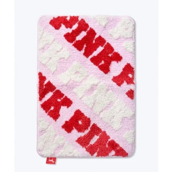 VS PINK 17” x 25” Pink/Red/White Logo Print Bath Mat