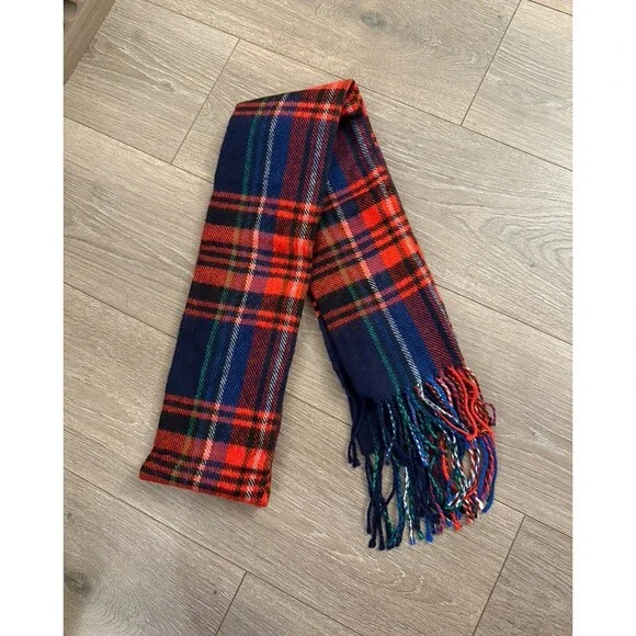 Topman blue and orange plaid scarf