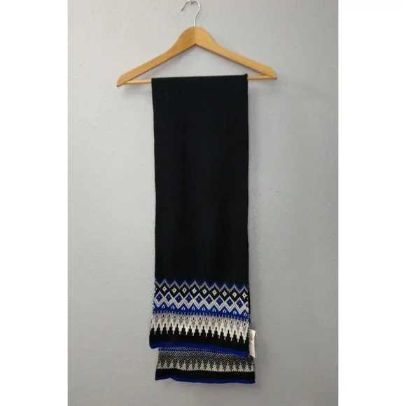 Old Navy Blue Fair Isle Rectangle Acrylic Scarf