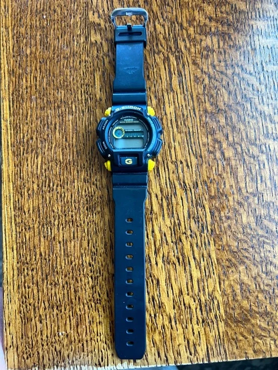 G-Shock Black Resin Digital Watch with Yellow Accents