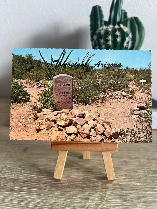Vintage Tombstone Arizona Boothill Graveyard M R Peel Grave Postcard Unused