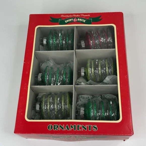 Shiny Brite Christopher Radko Set of 6 Vintage Lantern Glass Christmas Ornaments