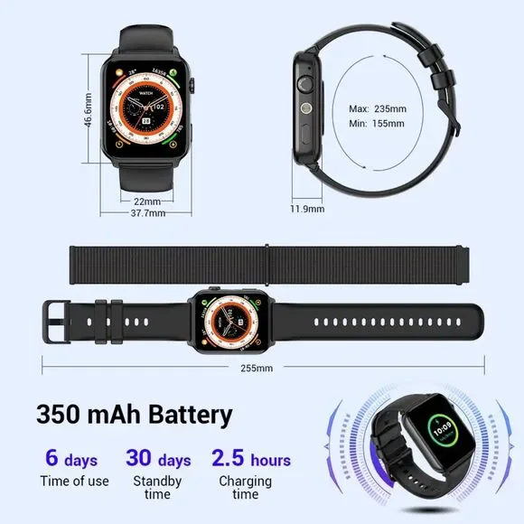 Smart Watches for Android with Bluetooth Call Heart Rate Monitor Led Flashligh