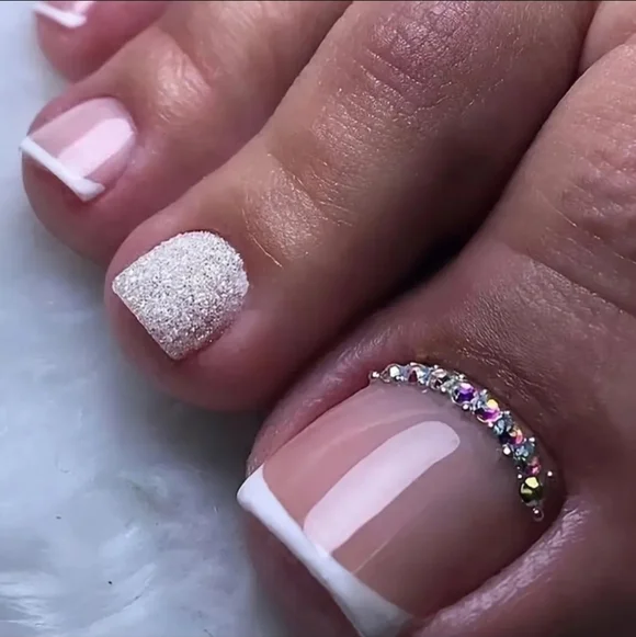 24 Pieces Fake Toe Press On Nails