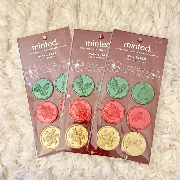 Minted Iconic Holiday Wax Seals Self Adhesive Christmas Crafting Party 18 count‎