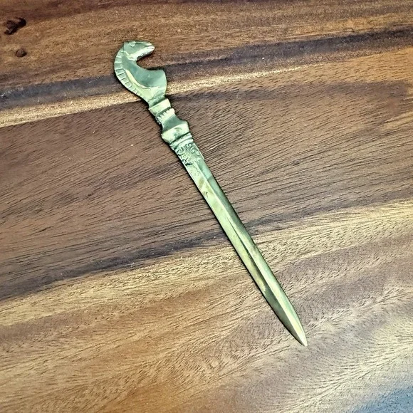 Vintage Brass Horse Letter Opener Figural Desk Accessory 6.75