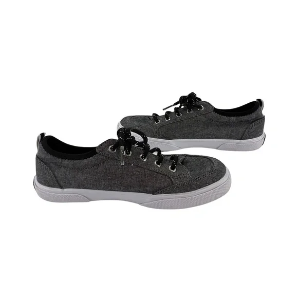 Sperry Top-Sider Black Deckfin Lace Up Boat Shoes Size 1.5 Boy's