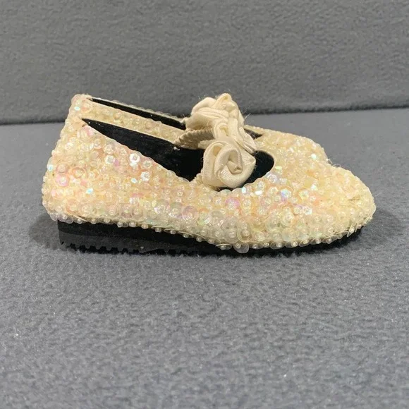 Costal Projections Baby Girl Size 4 Iridescent Sequin Rosette‎ Mary Jane Flats