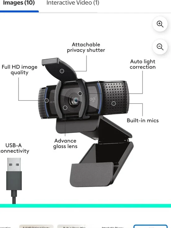 Logitech HD Webcam with Privacy Shutter - Black