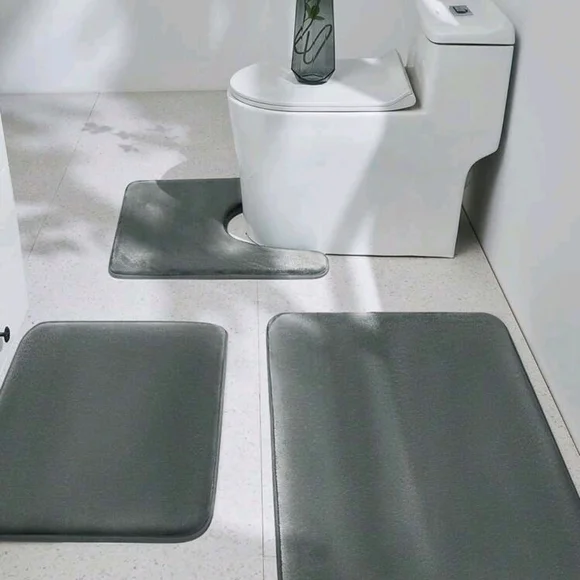 Dark gray 3 piece bath mat set