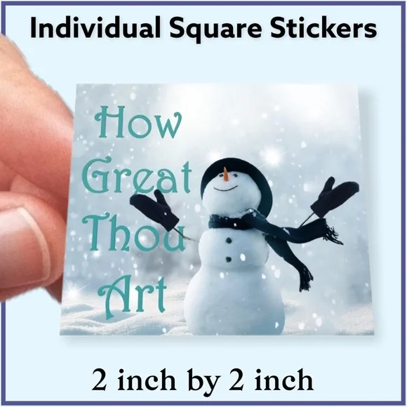 100 (2x2 Inch) Square Stickers, How Great Thou Art Snowman High Gloss, Thank You