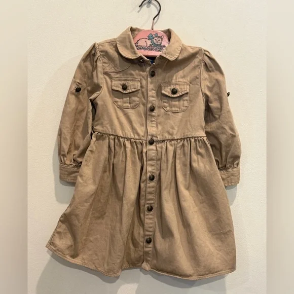 Ralph Lauren Khaki Cotton Long Sl Dress