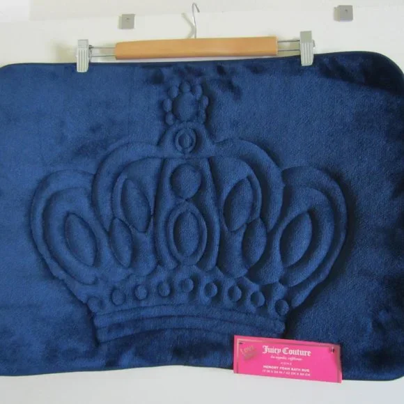 Juicy Couture Crown Blue Bathroom Memory Foam Bath Rug Mat Shower Home