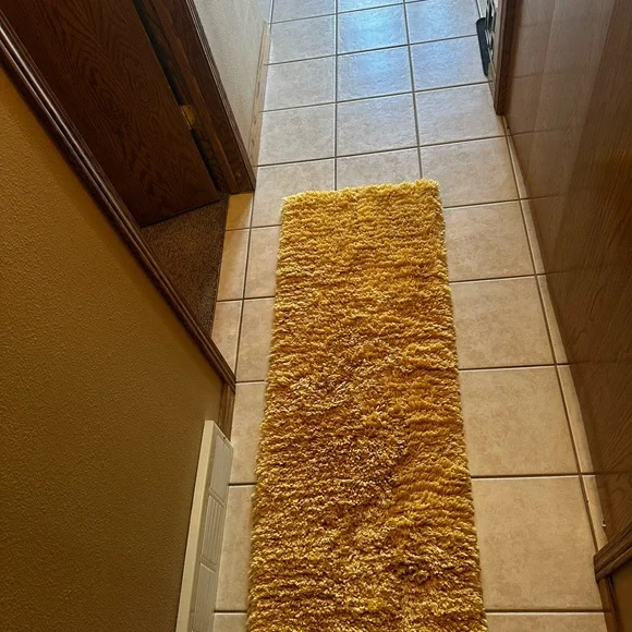 Yellow Shag Bath Rug Runner