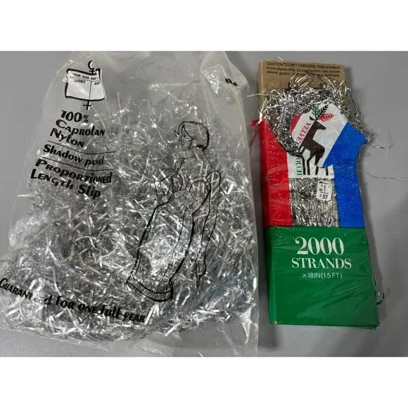 Vintage 80s Strands Tinsel Garland Silver Christmas Tree‎ Decor