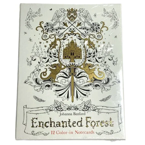 Johanna Basford Enchanted Forest Coloring Color-in Notecards Book Whimsical