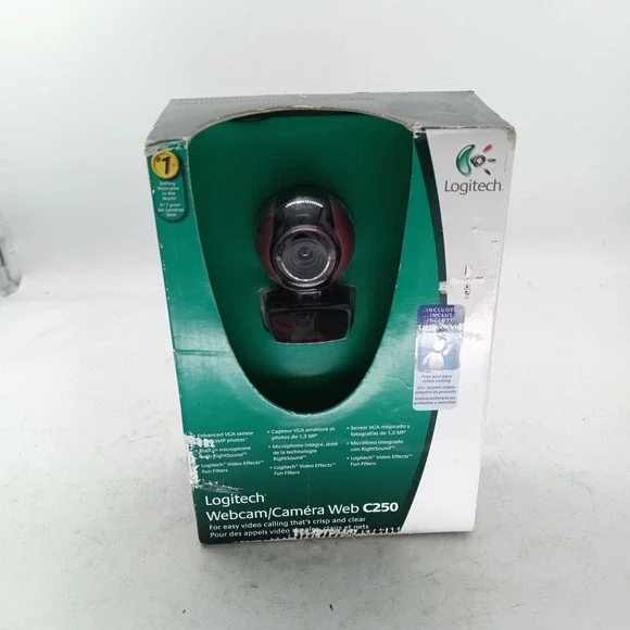 Logitech C250 Webcam 960-000655 Built-in Mic RightSound USB Video Camera a10