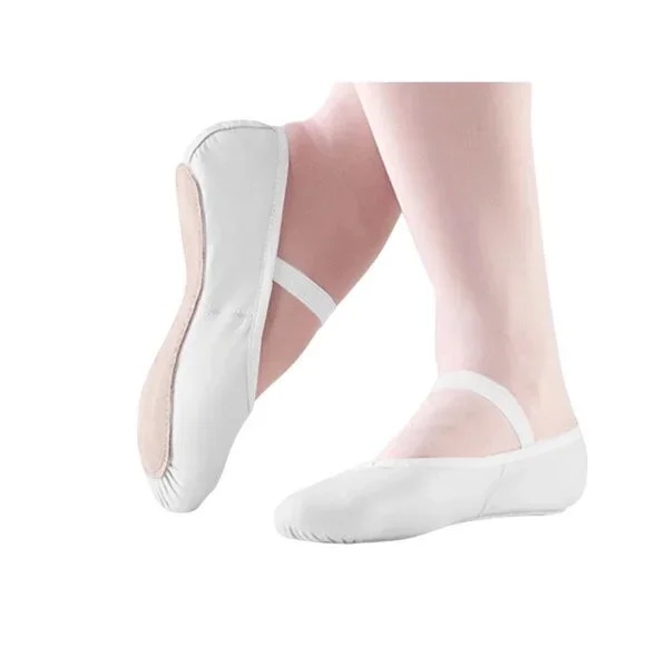 Childrens White Full Leather Ballet Shoes Dance Slippers Nyla Wedding Costume