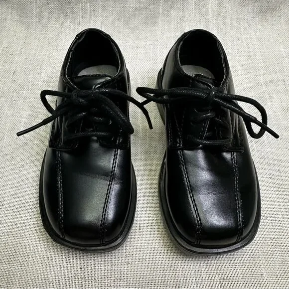Little Boys Deer Stags “Gabe” Black Dressy Lace-Up Oxfords Size Little Kids 6.5