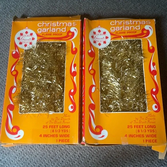 Vintage Grants Christmas garland lot of 2 each 25 feet long tinsel Germany