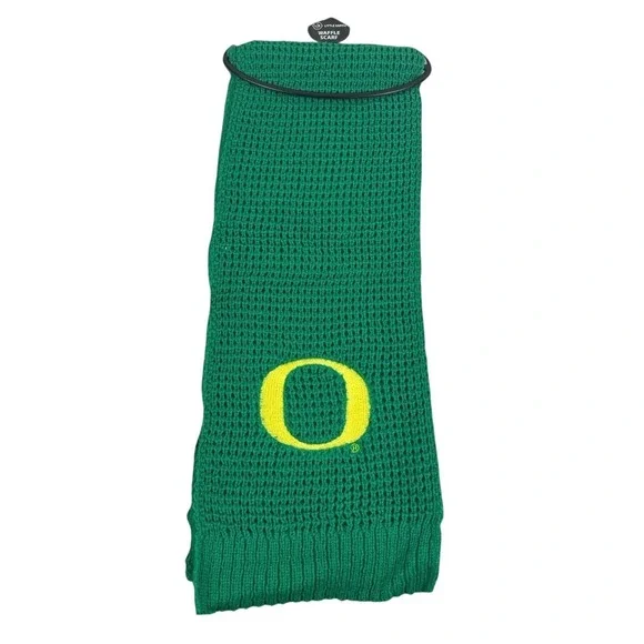 Little Earth Oregon Ducks Scarf Unisex OS Green Waffle Knit Embroidered Logo