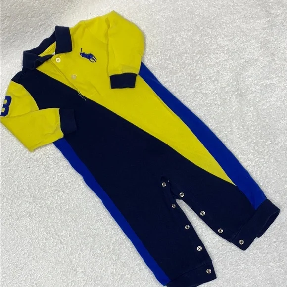 Ralph Lauren color block polo romper 12m