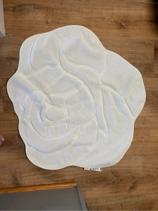 Loveshack Fancy White Rose Shaped Bath Mat Rug
