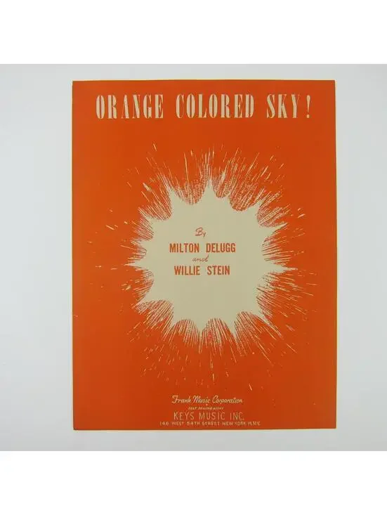 Sheet Music Orange Colored Sky Milton Delugg Willie Stein Jazz Song Vintage 1950