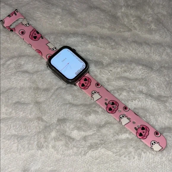 Apple Watch Pink Ghost and Pumpkin Watch Band 38mm/40mm/41mm/42mm