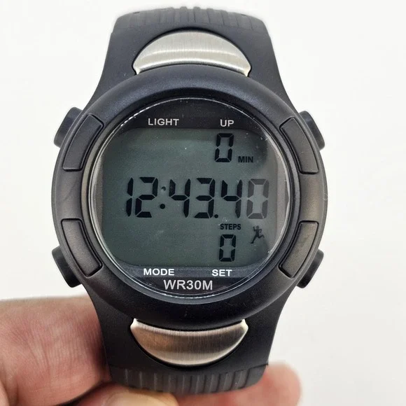 Medline Watch Unisex Black Silver Digital Heart Rate Monitor WR30M New Battery